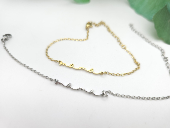 Preview: zartes Mama Armband Edelstahl